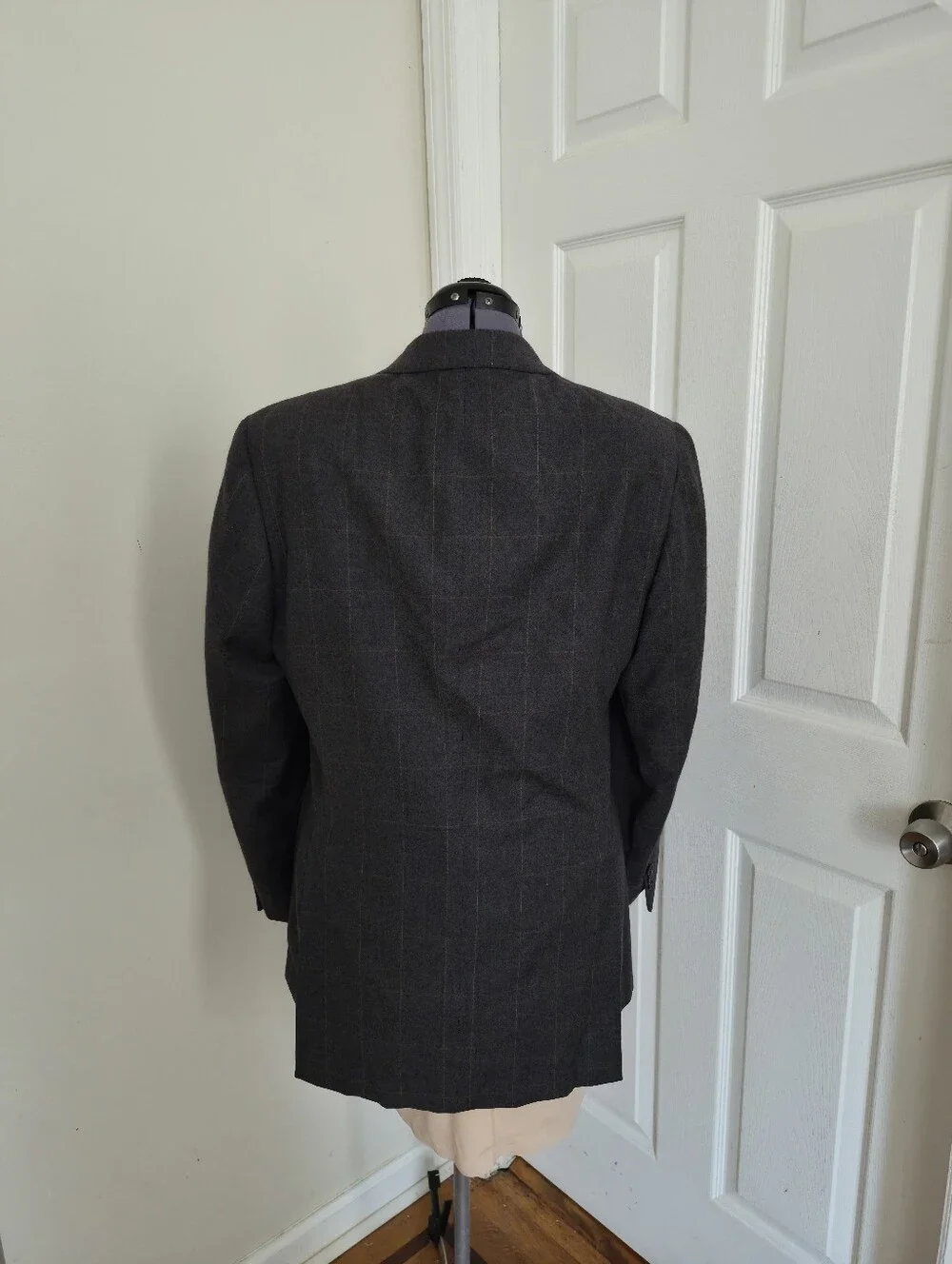 Cifonelli Made in Italy Mens Virgin Wool Cashmere Windowpane Blazer 40R Gray